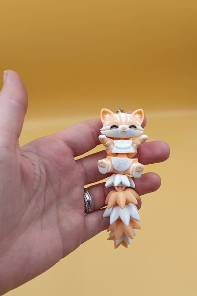 Rodopiva Long Tail Series Cat Figurine Movable Keychain (Large Size-12Cm) - Bag Ornament Charm