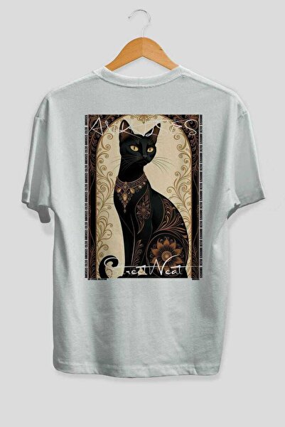 Ankhises For the Love of Cats 86 Cat Printed White Oversize T-Shirt 100% Cott...