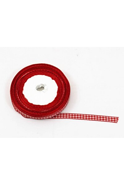 OEM Checkered Textile Ribbon 1cm 22meters Red White