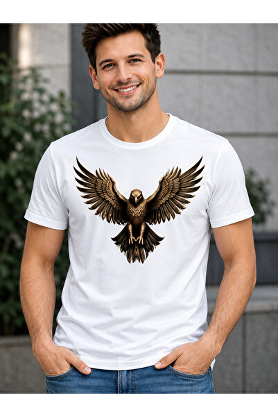 VODEXA Tricou oversize pentru bărbați, cu imprimeu Atmaca, 100% bumbac, croia...