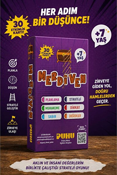 PUHU NÖRO EĞİTİM ARAÇLARI Merdiven Zeka ve Strateji Oyunu (7-99 Yaş)
