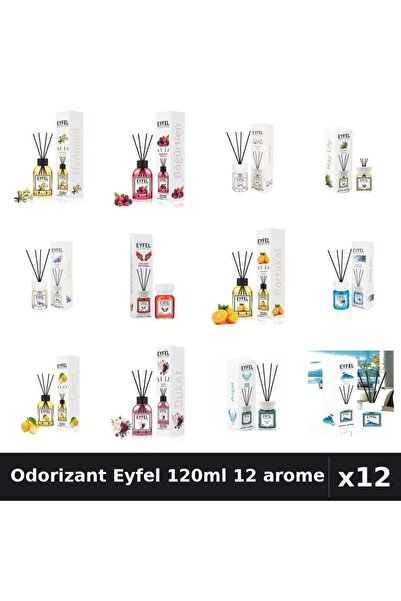 Eyfel Set 12 Odorizant Camera Betisoare 120ml - 12 Arome Asortate, Parfum Intens