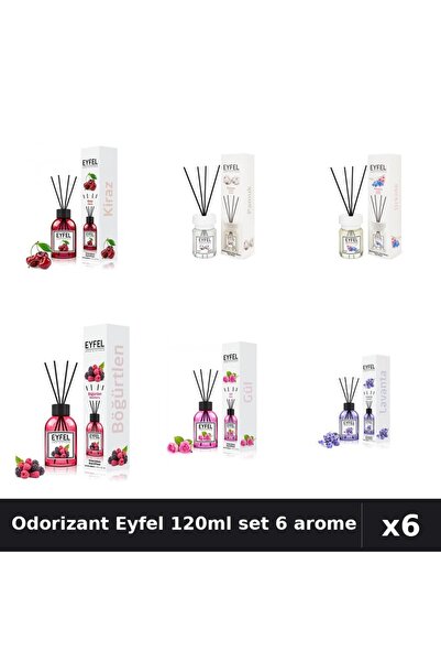 Eyfel Set 6 Odorizante Camera Betisoare 120ml - Lavanda, Trandafir, Orhidee, ...