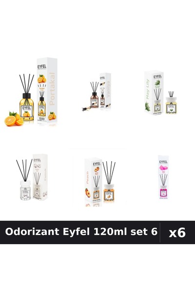 Eyfel Set 6 Odorizante Camera Betisoare - 6 Arome Asortate, 120ml Parfum