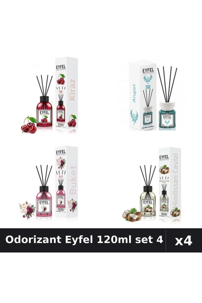 Eyfel Set 4 Odorizant Camera Betisoare - Angel, Bouquet, Cireșe, Nucă de Coco...