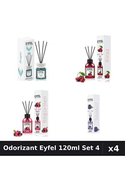 Eyfel Set 4 Odorizant Cameră Bețișoare 120ml - Angel, Cireșe, Fructe Pădure, ...