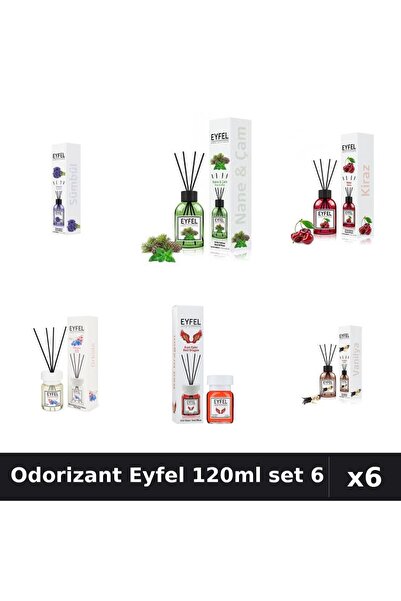 Eyfel Set 6 Odorizante Camera Betisoare 120ml - 6 Arome Asortate, Parfum Intens
