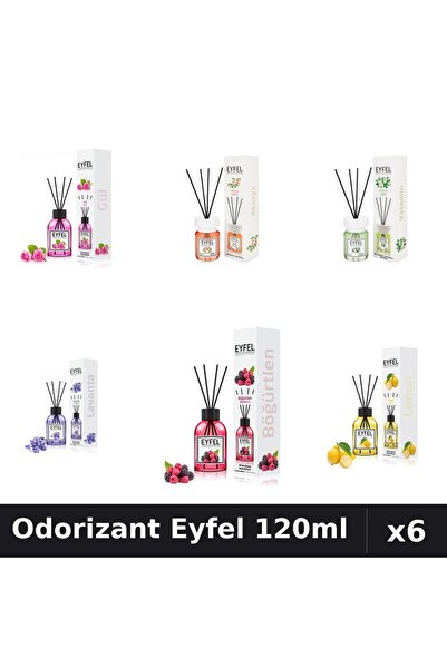 Eyfel Set 6 Odorizante Camera Betisoare - 6 Arome Asortate, 120ml Parfum Intens