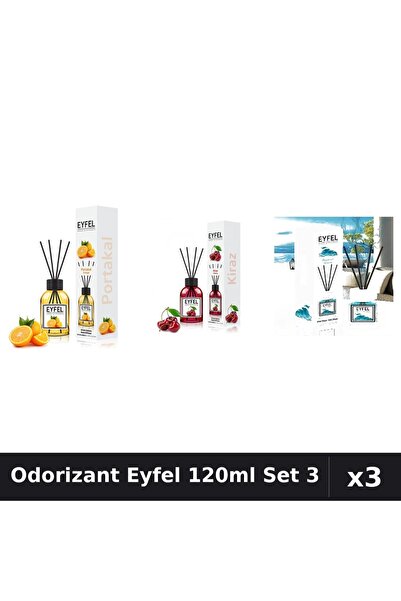 Eyfel Set 3 Odorizant Camera Betisoare 120ml - Portocala, Cireșe, Ocean