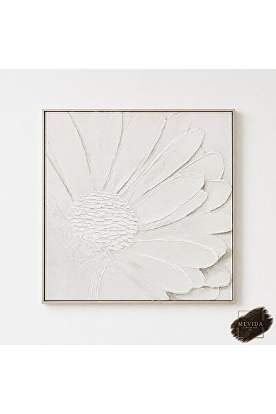 Store Papatya Dokusu | El İşçiliği Dokulu Dekoratif Tablo 80x80 cm