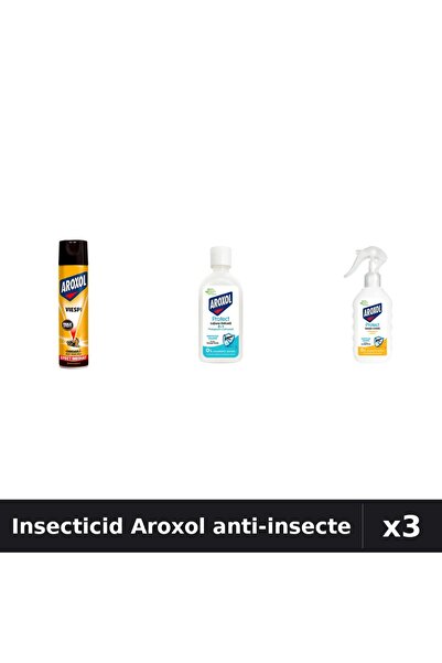 Aroxol Set 3 Insecticid - Spray 400ml, Loțiune Repelent 85ml și 200ml - Prote...