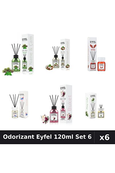 Eyfel Set 6 Odorizant Camera Betisoare 120ml - 6 Arome Asortate Parfum Intens