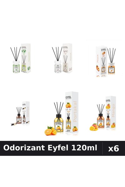 Eyfel Set 6 Odorizante Camera cu Betisoare 120ml - 6 Arome Asortate
