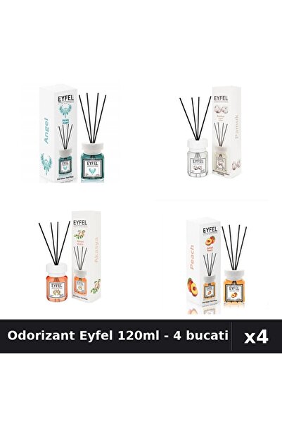 Eyfel Set 4 Odorizant Camera Betisoare 120ml - Angel, Bumbac, Acacia, Piersica