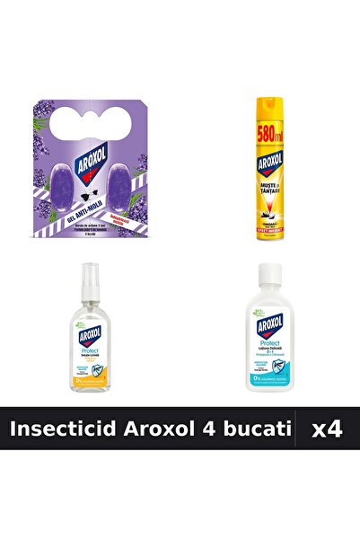 Aroxol Set 4 Insecticid - Spray 580ml, Loțiune Repelent 85ml, Pastile Anti-In...