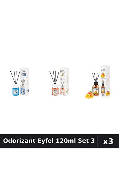 Eyfel Set 3 Odorizant Camera Betisoare 120ml - Cool Water, Acacia, Mango