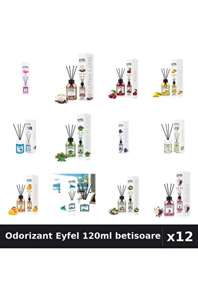 Eyfel Set 12 Odorizante Camera Betisoare 120ml - 12 Arome Asortate, Parfum In...