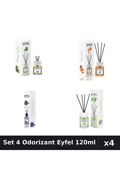 Eyfel Set 4 Odorizante Camera Betisoare, Iasomie, Lacramioare, Piersica, Zamb...