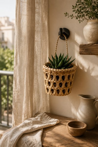 SS ERAL KOOP Decorative Multi-Purpose Minimal Organic Wicker Basket 12 X 12 cm