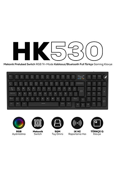 Hawk Gaming Chair HK530 Mekanik Prelubed Switch Hot Swap RGB Tri-Mode Kablosu...
