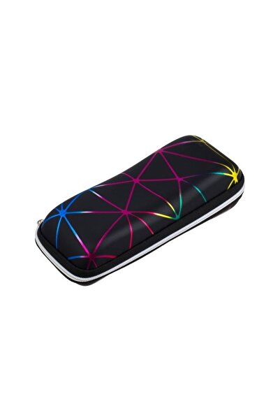 OEM Husa Dura Ochelari Neagra cu Linii Colorate, Protectie Rigida Anti-Zgarie...