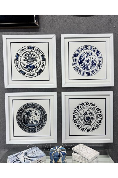 QUAL 4’lü BEYAZ ÇERÇEVELİ BLEUBLANC TABLO SET