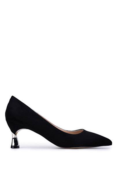 Tamer Tanca Women's Faux Leather Black Suede Heeled Shoes