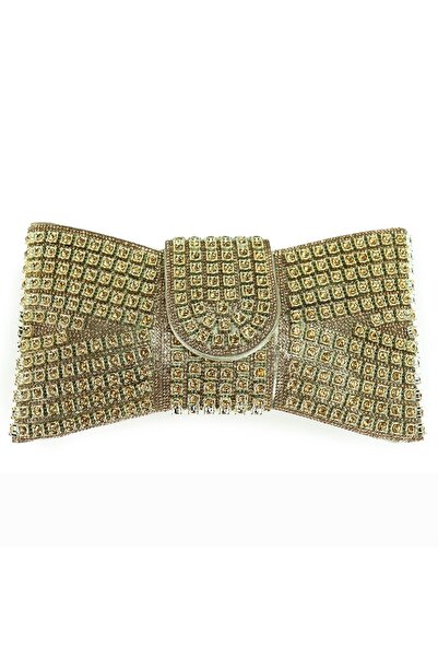 OEM Champagne evening clutch bag with rhinestones and chain