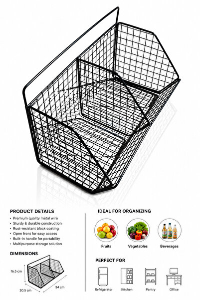 Denx Double Wall Mounted Storage Basket Metal Wire Organizer Rack for Kitchen...