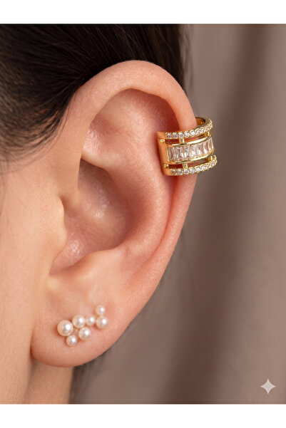 BİJU YILMAZ 26Ear07 Zircon Baguette Stone Vip Cartilage Earrings