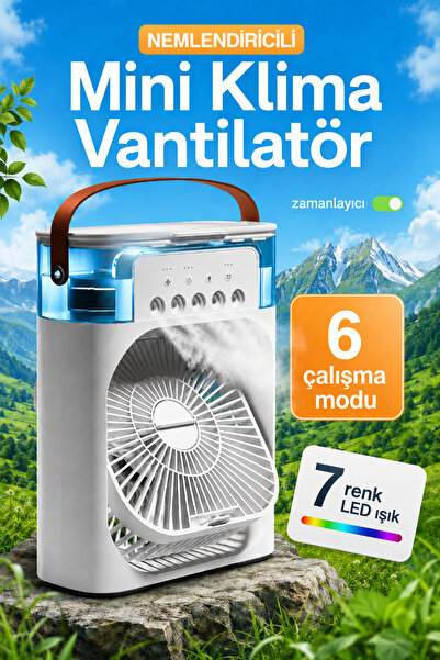 PASACO Masaüstü Taşınabilir Buzlu Vantilatör Su Soğutmalı 600 ml RGB Led Işık...