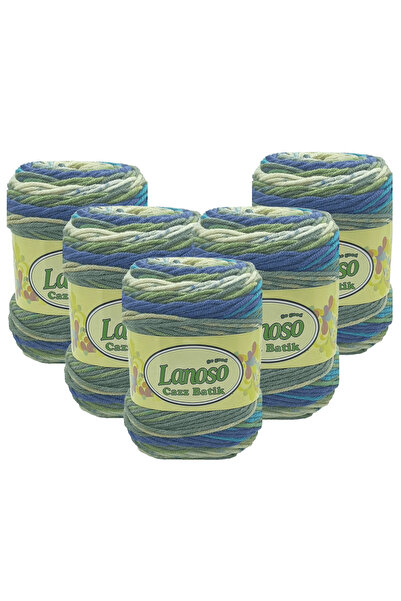 Lanoso 5 Pieces Cazz Batik (721) 100% Acrylic Hand Knitting Yarn Self-Pattern...