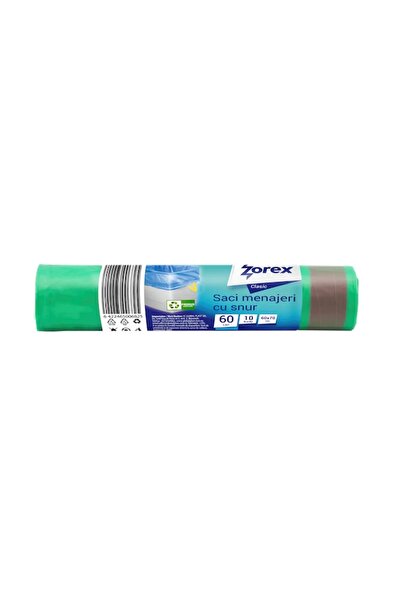 ZOREX Saci de gunoi, cu șnur, 60L, 10/rolă, verde deschis, preț pentru 50 de ...