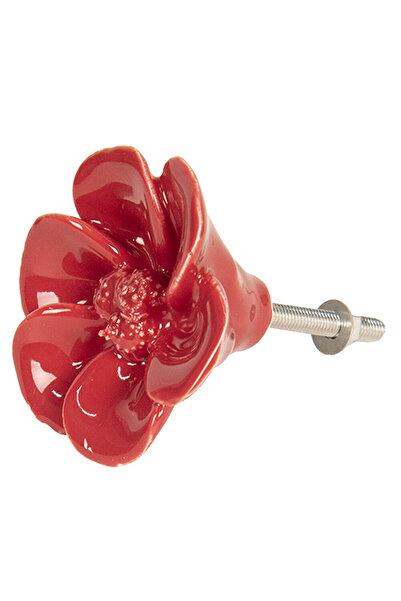 Clayre & Eef Red ceramic furniture knob 4 cm