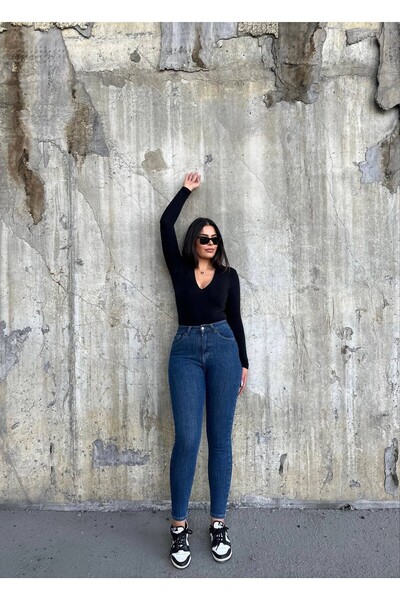 ZDN JEANS Kadın Yüksek Bel Toparlayıcı Skinny Fit Likralı Kot Pantolon