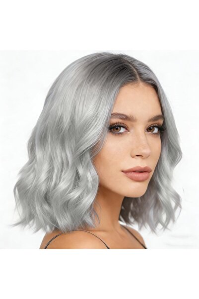 Other Grey Wig Women's Lace Front 35 cm Middle Parting Short Bob Wig for Carn...