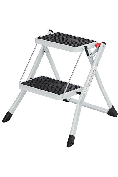 Danex Scara pliabila cu 2 trepte, sarcina 150 kg, otel, 50x60x44 cm, alb si n...