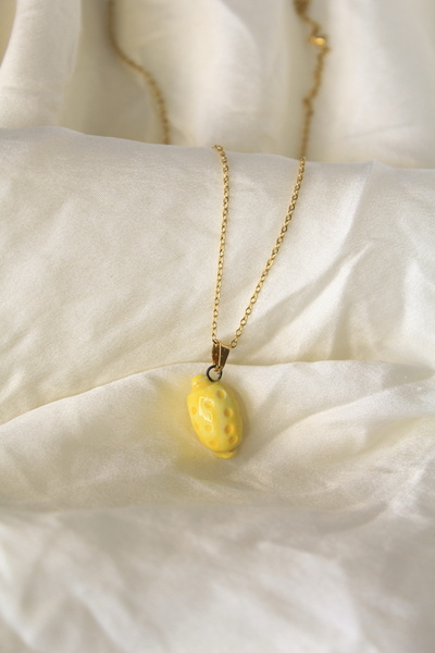 sukupotCeramics Lemon Ceramic Tip Steel Necklace