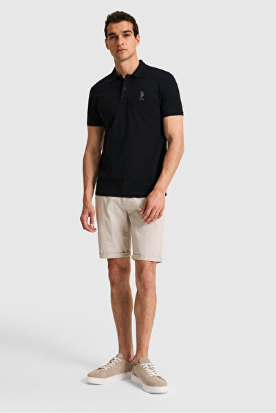 U.S. Polo Assn. Men's Slim Fit Polo Collar Black Basic T-Shirt 50326920-Vr046