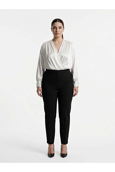 Apsen Collection Apsen Kadın Krem Kruvaze Yaka Alttan Çıtçıtlı Saten Body 518...
