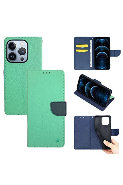 Sonique Θήκη Πορτοφόλι Trend Wallet Apple iPhone 13 Pro Βεραμάν / Σκούρο Μπλε