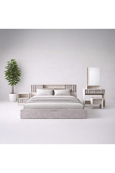 Danube Home Kentorp 160X200 Queen Bed+1 Nightstand+Dresser/Mirror & Stool| Co...