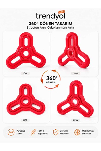 Hc 3D Stres Çarkı - Yeni Nesil Odaklanma Oyuncağı-Kırmızı