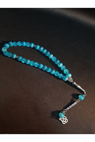 MRYart Round Ice Blue Glass Beads 33-Piece Prayer Beads