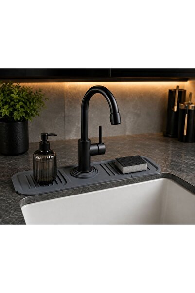 GM Silikon Evye Kenarı Su Toplama Matı 37,5x14 cm – Musluk Altı Kurutma ve Dü...