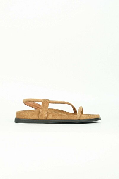 Haşema Sandale de damă din piele intoarsa de culoare bronzata 156-37