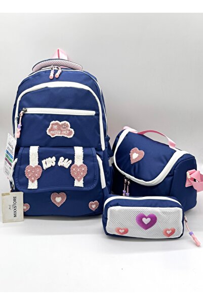 ms mixxstore Luxurious Embroidered Heart Detailed Thermal Lunch Bag and Penci...