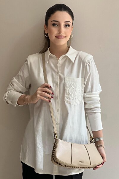 Levidor Geantă crossbody cu lanț lateral, model barcă, cu bretele scurte și l...