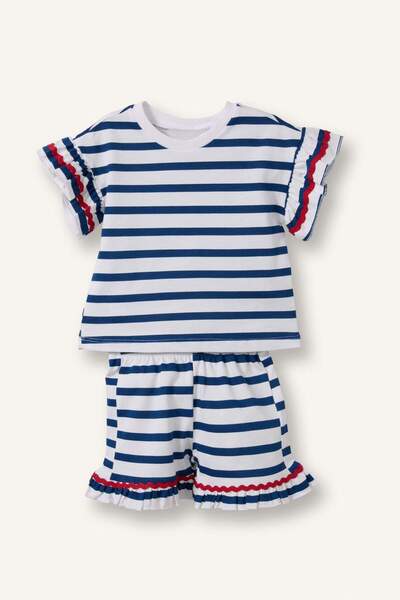 DeFacto 2-Piece Navy Blue Striped White Set for Baby Girl H7886A526Sm