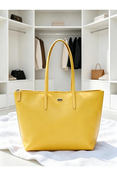Lacoste LIVE Yellow Large Fashion Versatile Tote Bag Shoulder Bag Cross-body ...